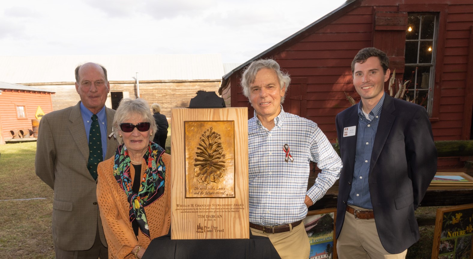 Pictured Left to Right:  Keith Williamson (PDLT Immediate Past Chairman), Ann Rodgers Chandler, Tim Dargan (Award Recipient), Seth Cook (PDLT Director of Land Protection)